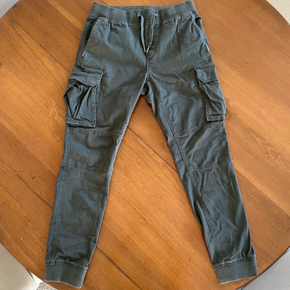 H&M Premium Cotton Cargo Joggers - Army Green - Size S (30)